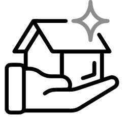 schwarz-weißes Icon zum Thema Hausbetreuung