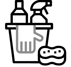 schwarz-weißes Icon zum Thema Unterhaltsreinigung